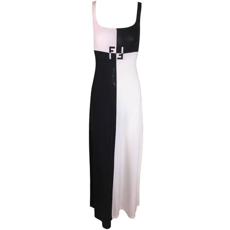 fendi long black dress|Fendi dress black and white.